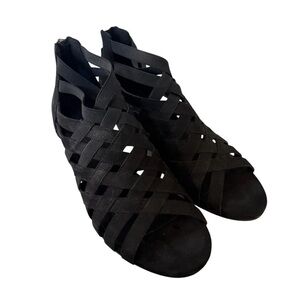 Eileen Fisher Women's Oodle Black Caged Sandals 6.5 Leather